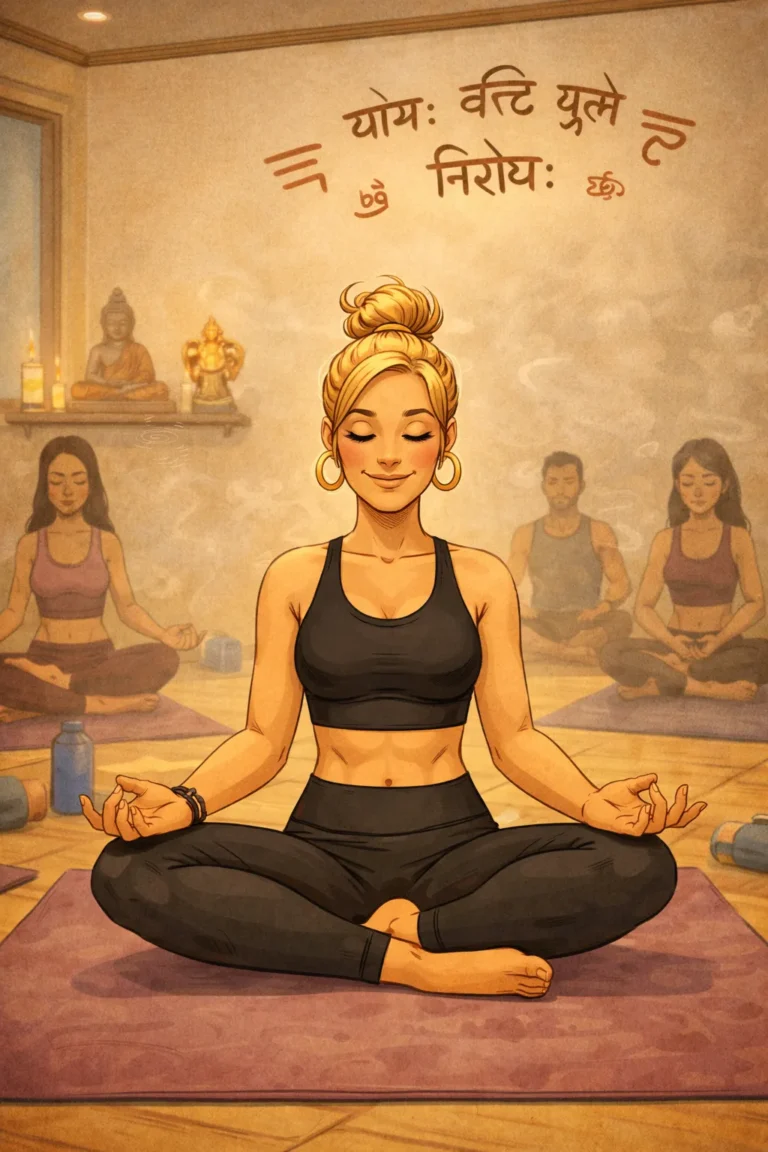 Ilustração de praticantes contemporâneos em meditação, evocando os ensinamentos antigos do Yogayājñavalkya.